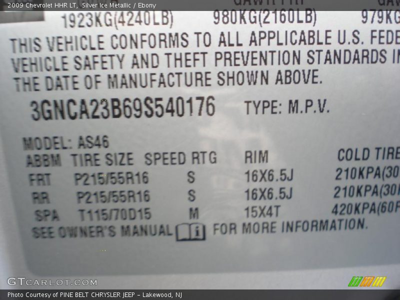 Silver Ice Metallic / Ebony 2009 Chevrolet HHR LT