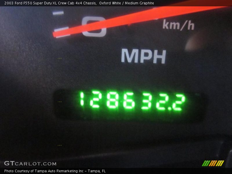 Oxford White / Medium Graphite 2003 Ford F550 Super Duty XL Crew Cab 4x4 Chassis