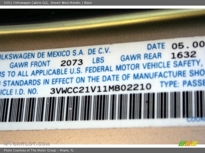 Desert Wind Metallic / Black 2001 Volkswagen Cabrio GLS