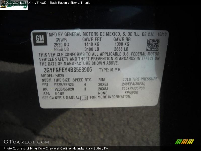 Black Raven / Ebony/Titanium 2011 Cadillac SRX 4 V6 AWD