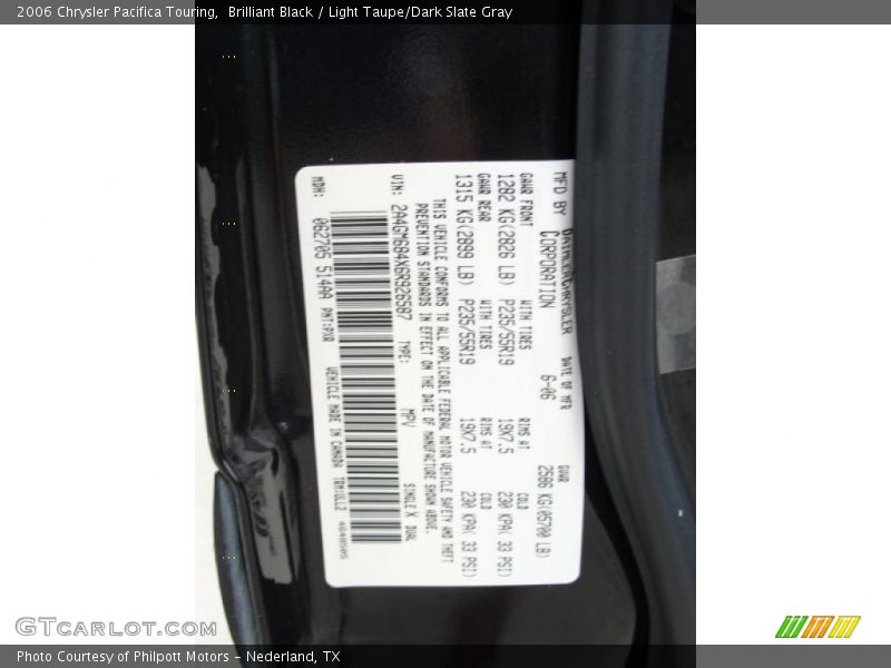 Brilliant Black / Light Taupe/Dark Slate Gray 2006 Chrysler Pacifica Touring