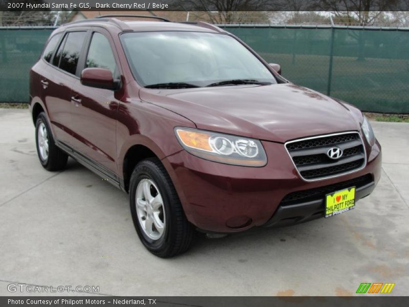 Dark Cherry Red / Beige 2007 Hyundai Santa Fe GLS