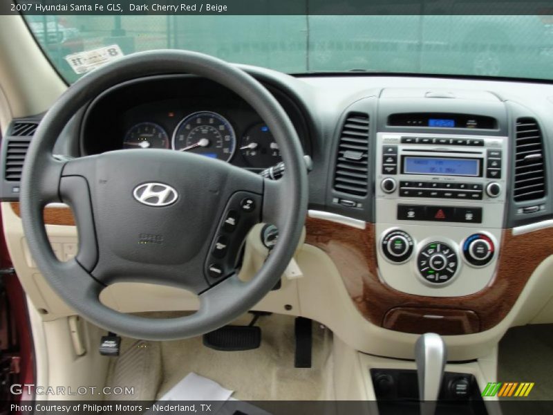 Dark Cherry Red / Beige 2007 Hyundai Santa Fe GLS