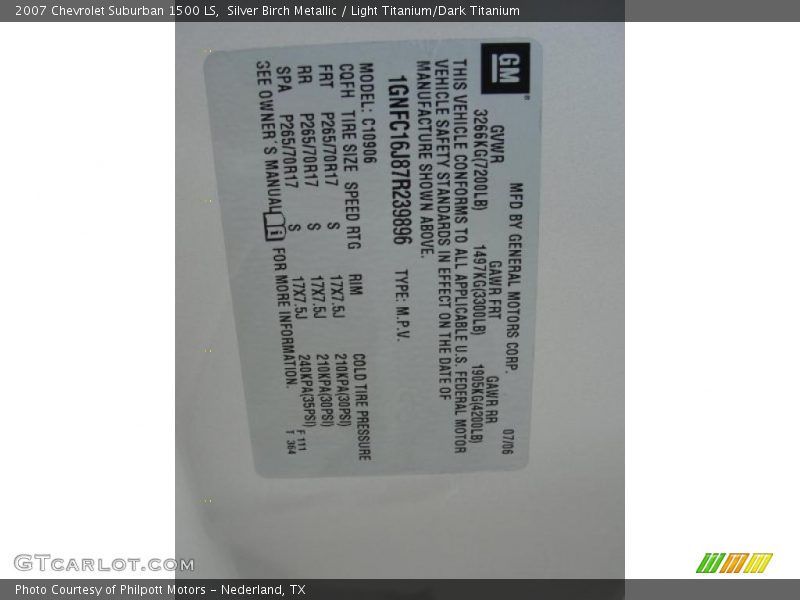 Silver Birch Metallic / Light Titanium/Dark Titanium 2007 Chevrolet Suburban 1500 LS