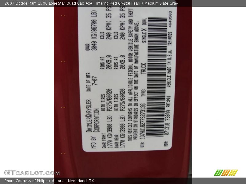Inferno Red Crystal Pearl / Medium Slate Gray 2007 Dodge Ram 1500 Lone Star Quad Cab 4x4