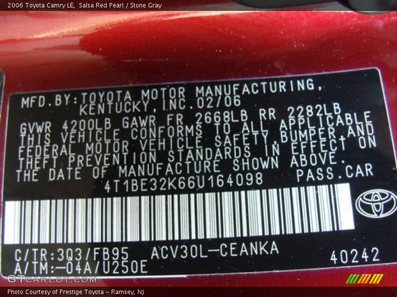 Salsa Red Pearl / Stone Gray 2006 Toyota Camry LE