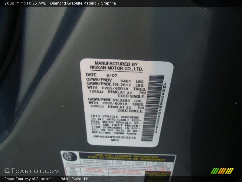Diamond Graphite Metallic / Graphite 2008 Infiniti FX 35 AWD