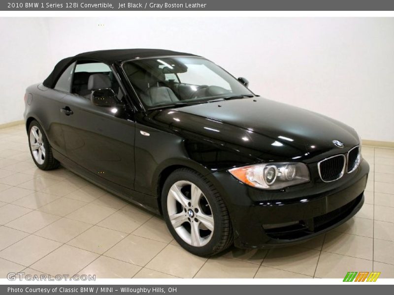 Jet Black / Gray Boston Leather 2010 BMW 1 Series 128i Convertible