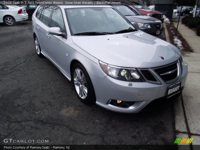 Snow Silver Metallic / Black/Parchment 2008 Saab 9-3 Aero SportCombi Wagon