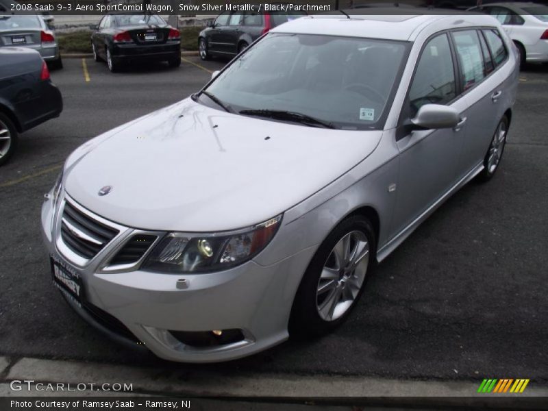 Snow Silver Metallic / Black/Parchment 2008 Saab 9-3 Aero SportCombi Wagon