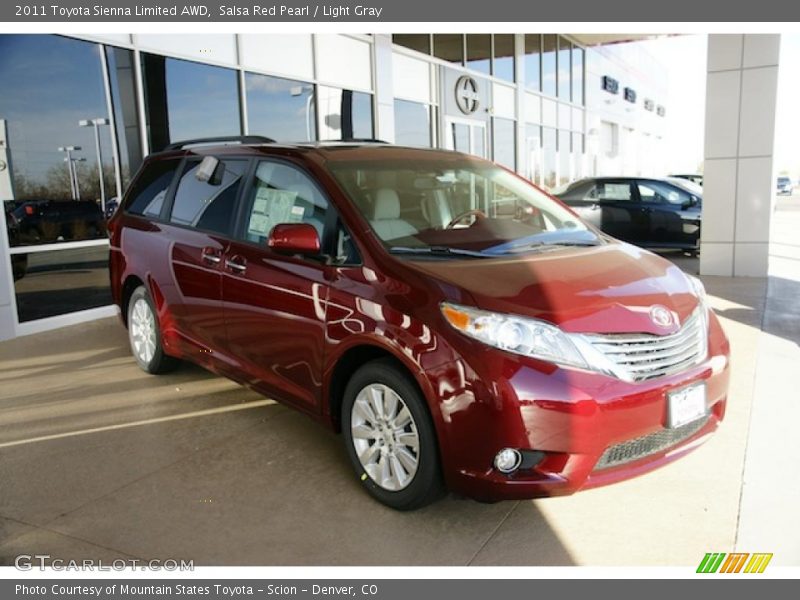 Salsa Red Pearl / Light Gray 2011 Toyota Sienna Limited AWD