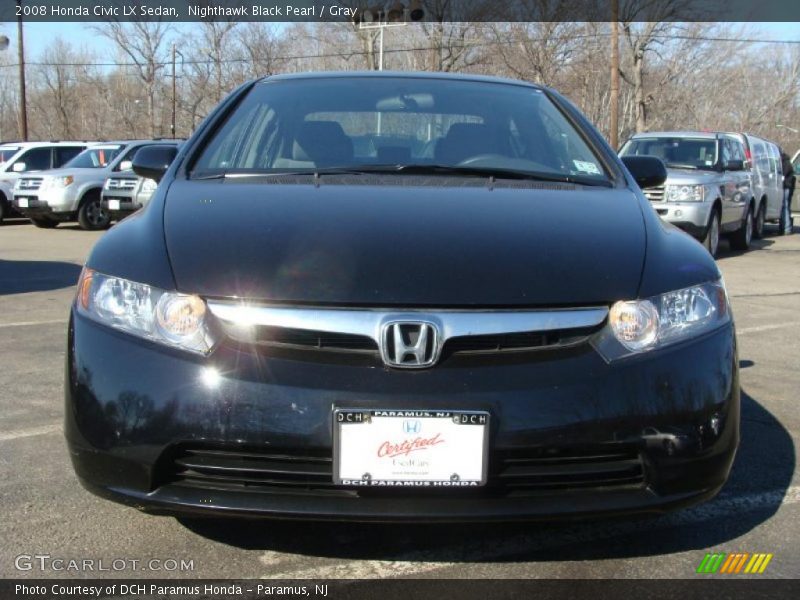 Nighthawk Black Pearl / Gray 2008 Honda Civic LX Sedan