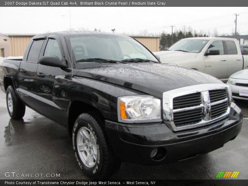 Brilliant Black Crystal Pearl / Medium Slate Gray 2007 Dodge Dakota SLT Quad Cab 4x4