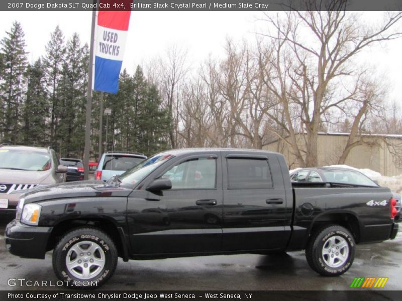 Brilliant Black Crystal Pearl / Medium Slate Gray 2007 Dodge Dakota SLT Quad Cab 4x4