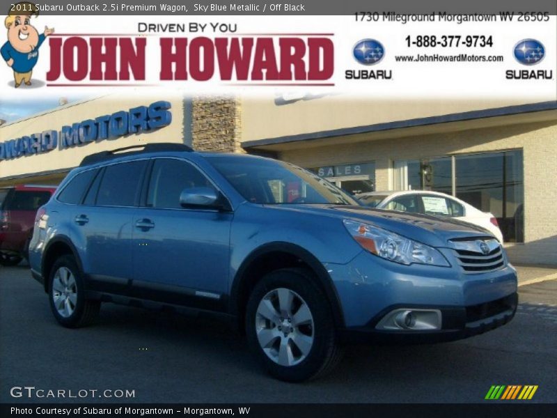 Sky Blue Metallic / Off Black 2011 Subaru Outback 2.5i Premium Wagon