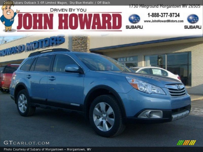 Sky Blue Metallic / Off Black 2011 Subaru Outback 3.6R Limited Wagon