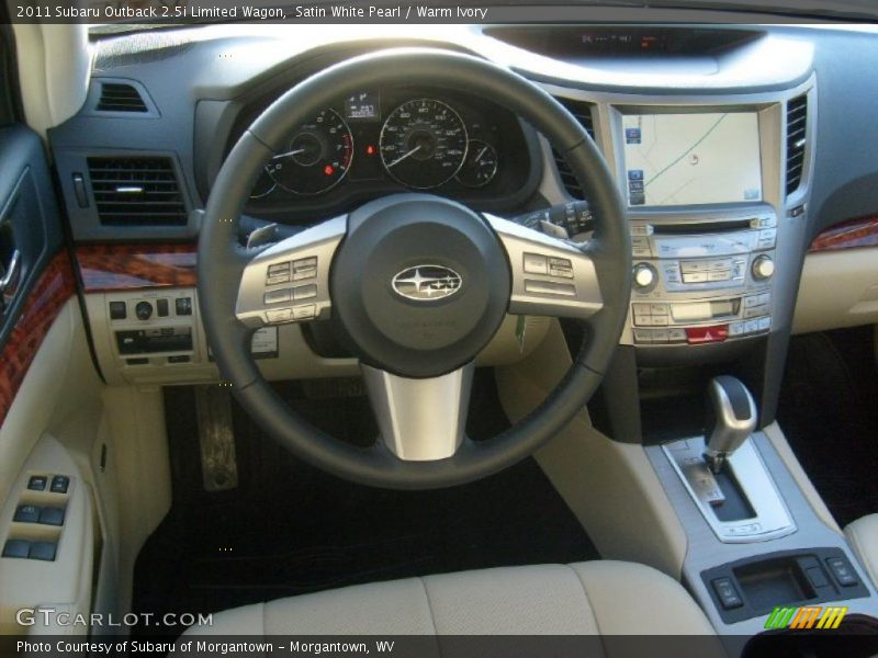 Satin White Pearl / Warm Ivory 2011 Subaru Outback 2.5i Limited Wagon