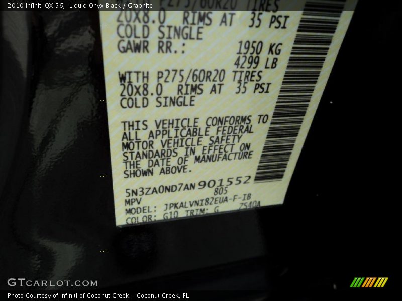 Liquid Onyx Black / Graphite 2010 Infiniti QX 56