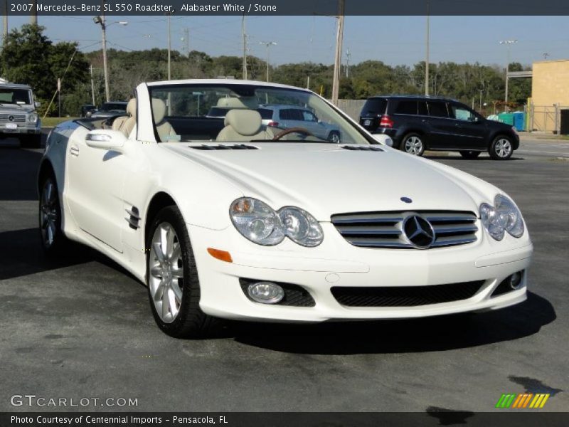 Alabaster White / Stone 2007 Mercedes-Benz SL 550 Roadster