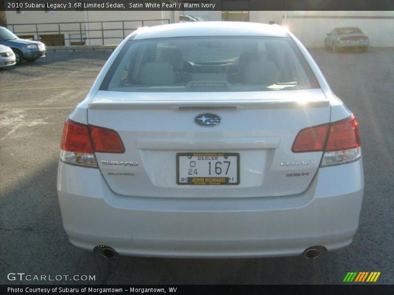 Satin White Pearl / Warm Ivory 2010 Subaru Legacy 3.6R Limited Sedan