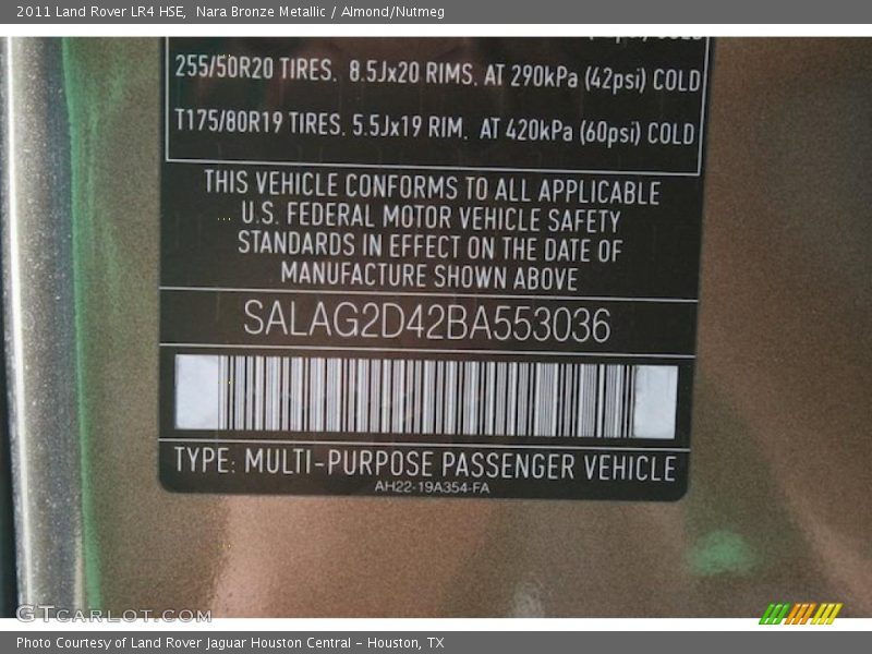 Nara Bronze Metallic / Almond/Nutmeg 2011 Land Rover LR4 HSE