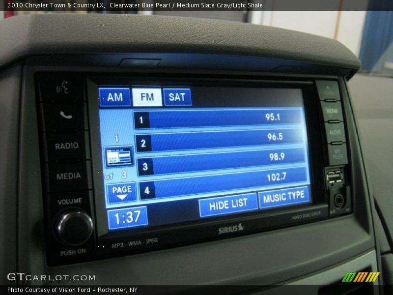 Clearwater Blue Pearl / Medium Slate Gray/Light Shale 2010 Chrysler Town & Country LX