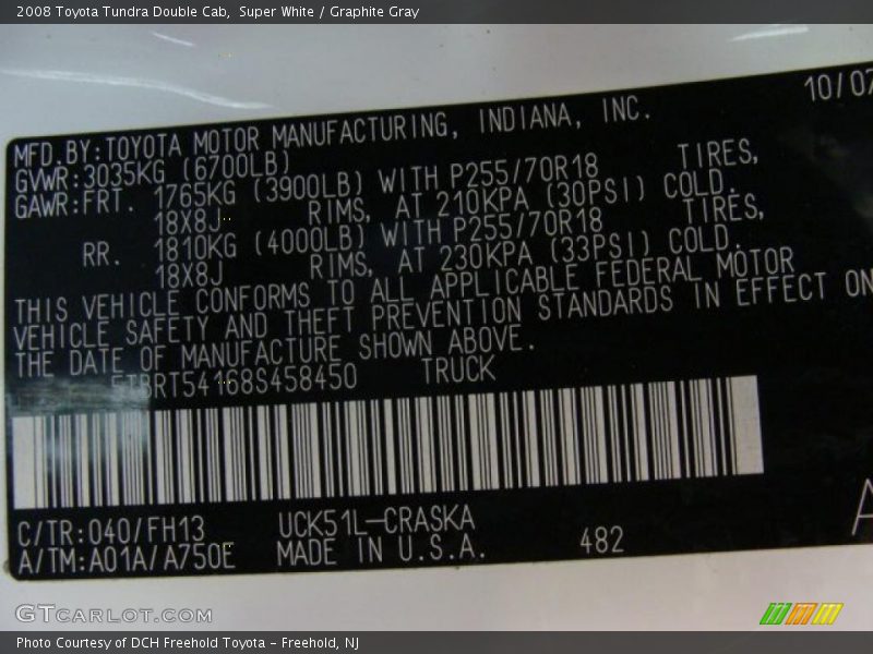 Super White / Graphite Gray 2008 Toyota Tundra Double Cab
