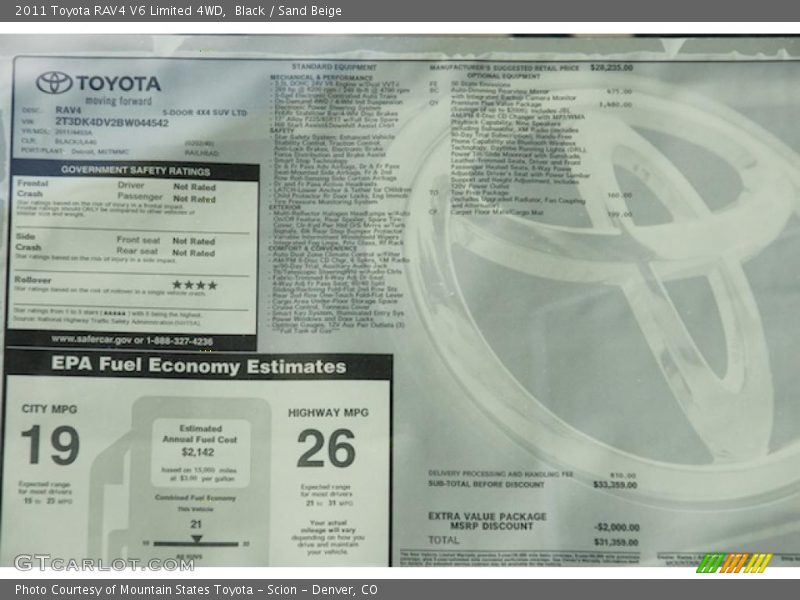 Black / Sand Beige 2011 Toyota RAV4 V6 Limited 4WD