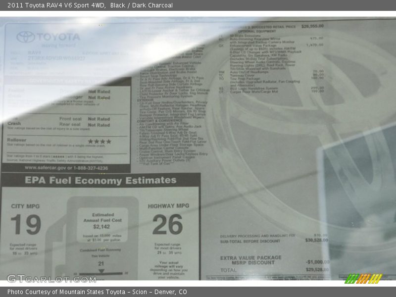 Black / Dark Charcoal 2011 Toyota RAV4 V6 Sport 4WD