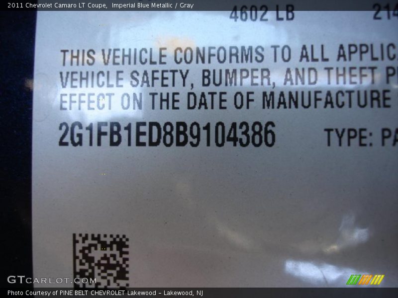 Imperial Blue Metallic / Gray 2011 Chevrolet Camaro LT Coupe