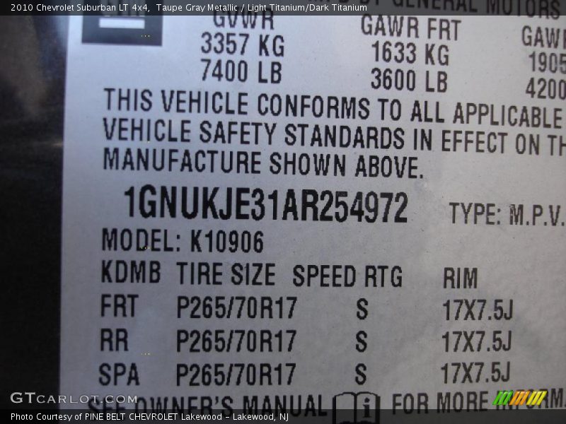 Taupe Gray Metallic / Light Titanium/Dark Titanium 2010 Chevrolet Suburban LT 4x4