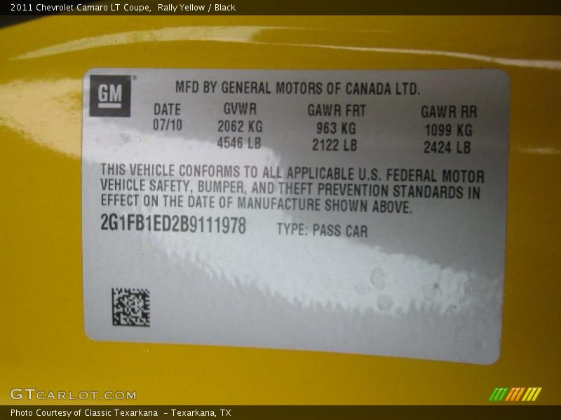 Rally Yellow / Black 2011 Chevrolet Camaro LT Coupe