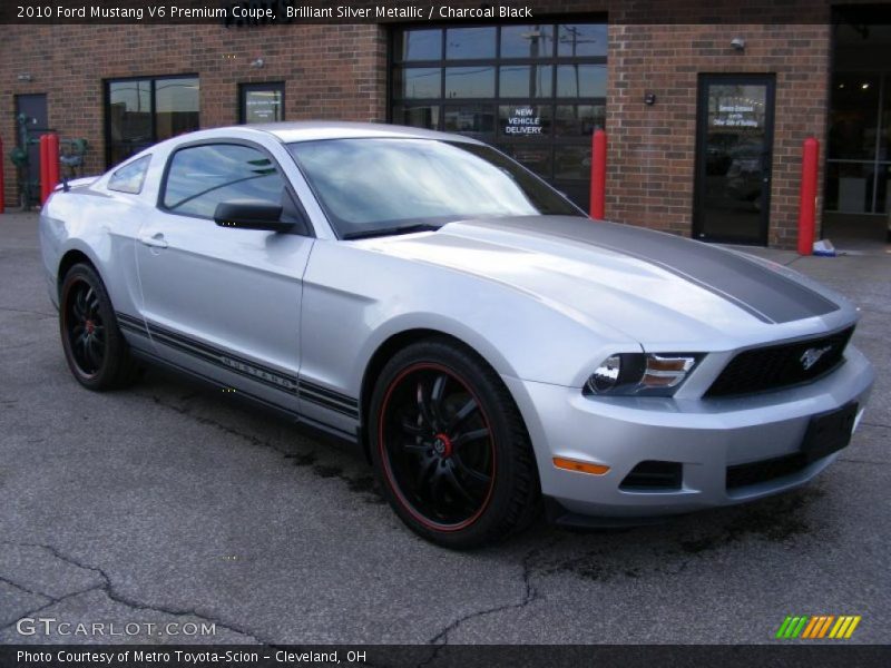 Brilliant Silver Metallic / Charcoal Black 2010 Ford Mustang V6 Premium Coupe