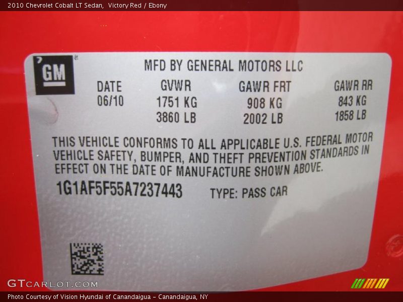 Victory Red / Ebony 2010 Chevrolet Cobalt LT Sedan