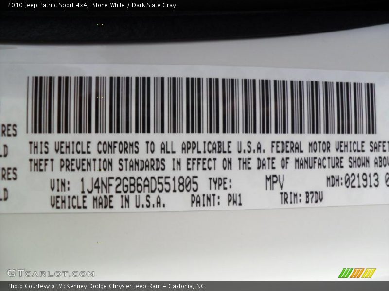 Stone White / Dark Slate Gray 2010 Jeep Patriot Sport 4x4