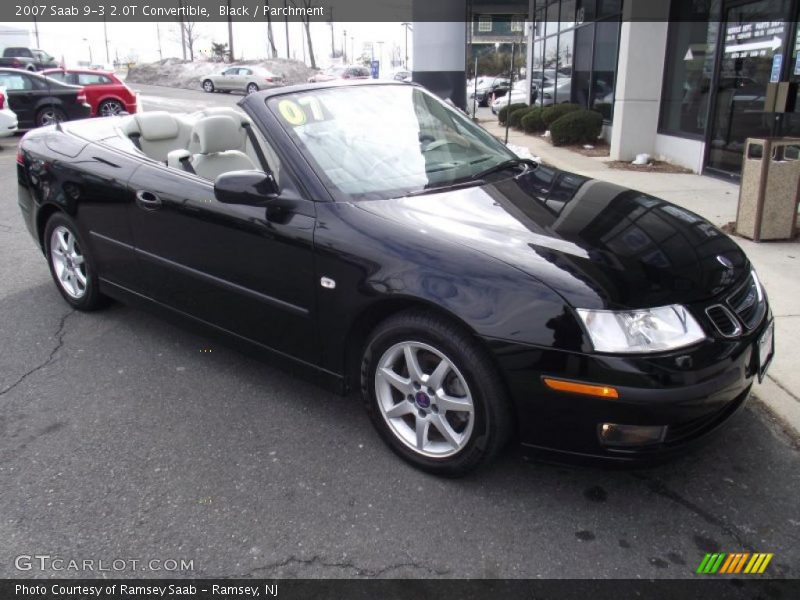 Black / Parchment 2007 Saab 9-3 2.0T Convertible