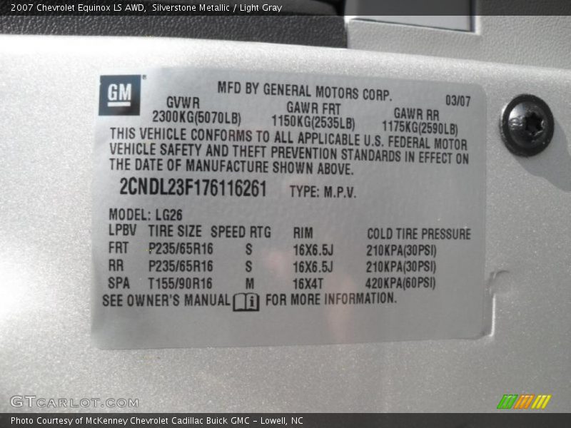 Silverstone Metallic / Light Gray 2007 Chevrolet Equinox LS AWD