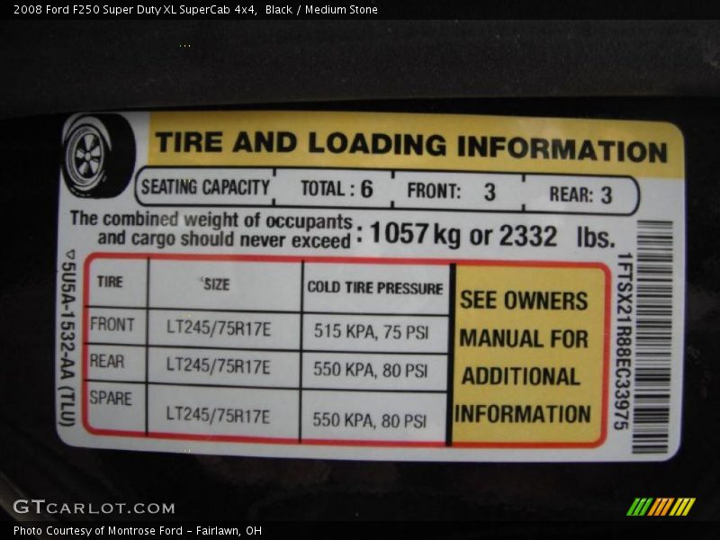 Black / Medium Stone 2008 Ford F250 Super Duty XL SuperCab 4x4