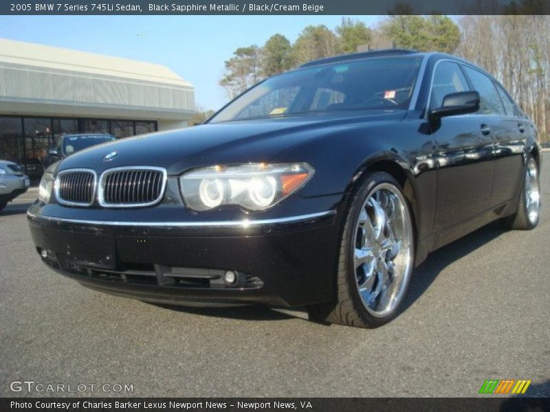 Black Sapphire Metallic / Black/Cream Beige 2005 BMW 7 Series 745Li Sedan