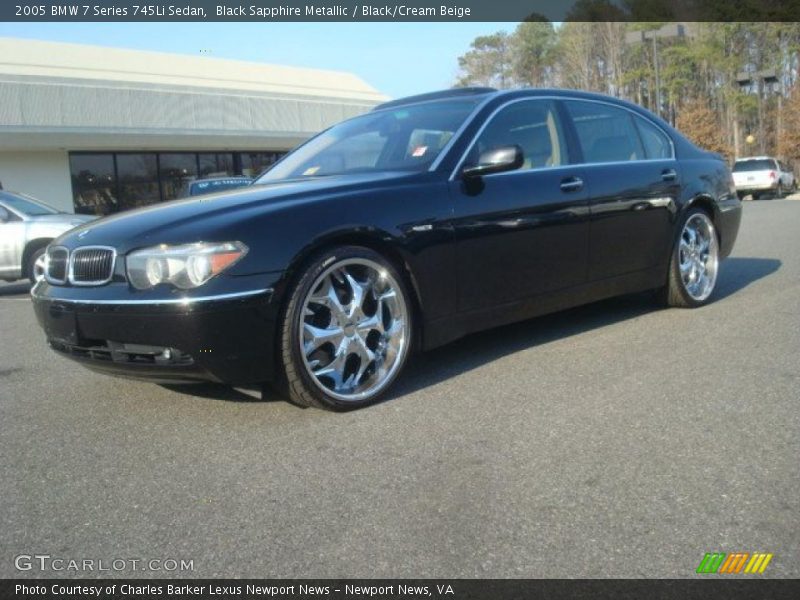 Black Sapphire Metallic / Black/Cream Beige 2005 BMW 7 Series 745Li Sedan