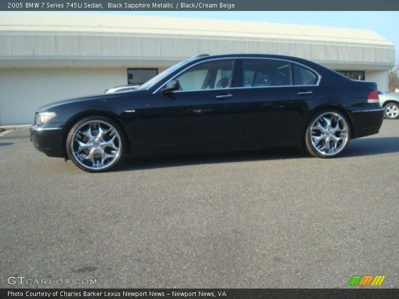Black Sapphire Metallic / Black/Cream Beige 2005 BMW 7 Series 745Li Sedan