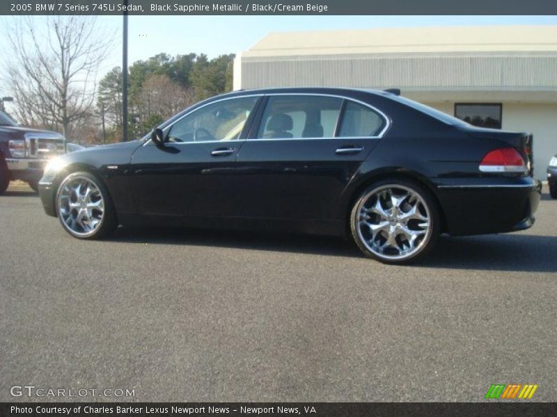 Black Sapphire Metallic / Black/Cream Beige 2005 BMW 7 Series 745Li Sedan