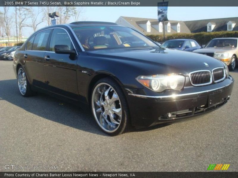 Black Sapphire Metallic / Black/Cream Beige 2005 BMW 7 Series 745Li Sedan