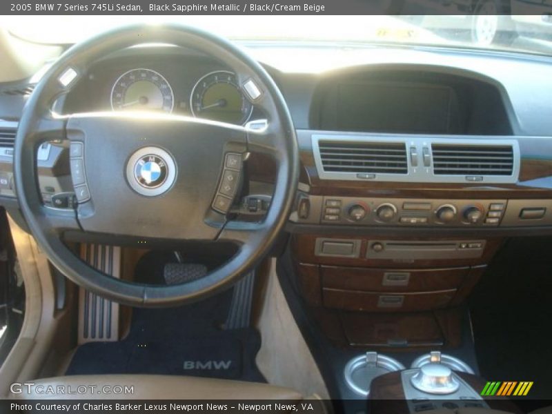 Black Sapphire Metallic / Black/Cream Beige 2005 BMW 7 Series 745Li Sedan