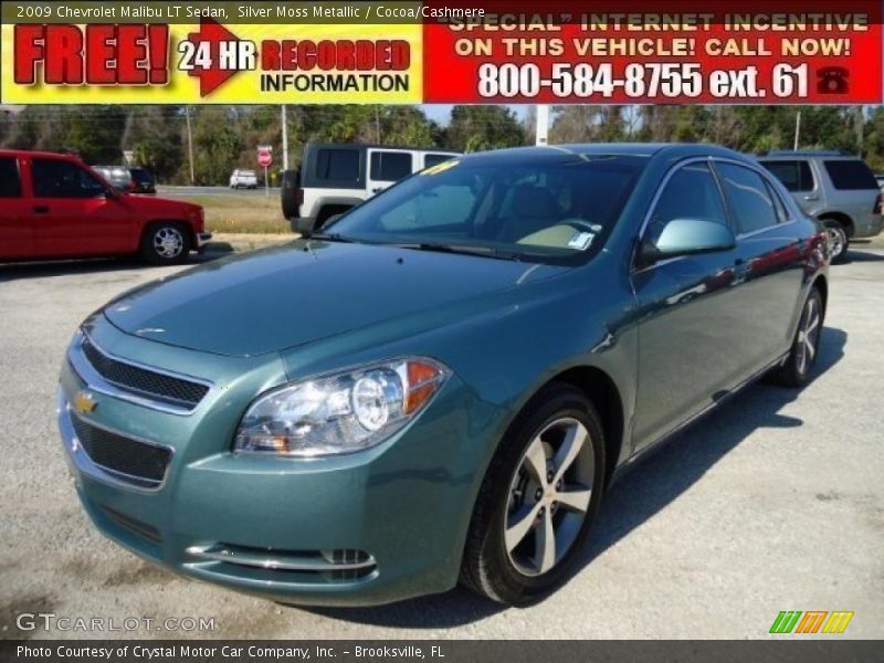 Silver Moss Metallic / Cocoa/Cashmere 2009 Chevrolet Malibu LT Sedan