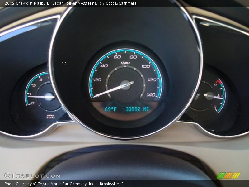 Silver Moss Metallic / Cocoa/Cashmere 2009 Chevrolet Malibu LT Sedan