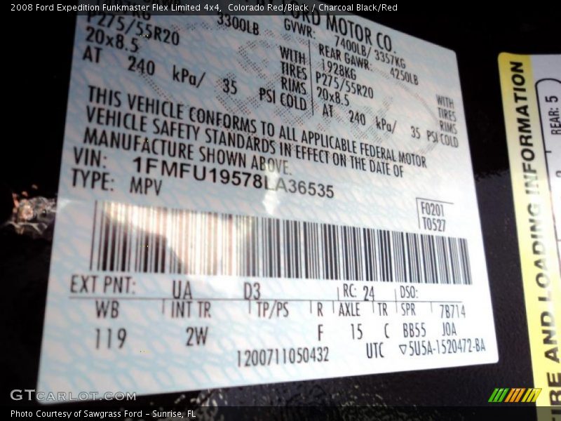 Colorado Red/Black / Charcoal Black/Red 2008 Ford Expedition Funkmaster Flex Limited 4x4