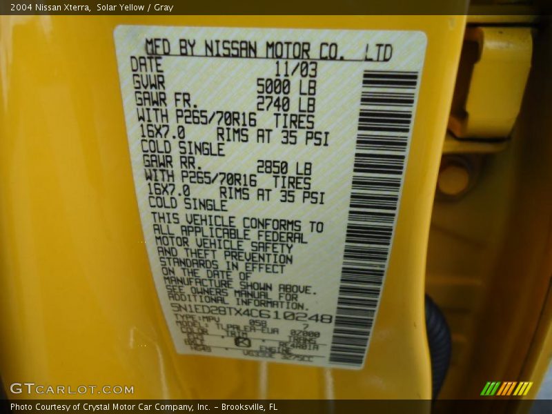 Solar Yellow / Gray 2004 Nissan Xterra