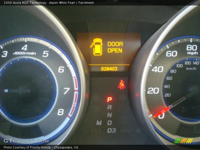 Aspen White Pearl / Parchment 2009 Acura MDX Technology