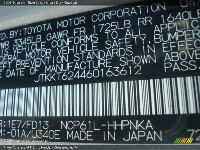Silver Streak Mica / Dark Charcoal 2006 Scion xA